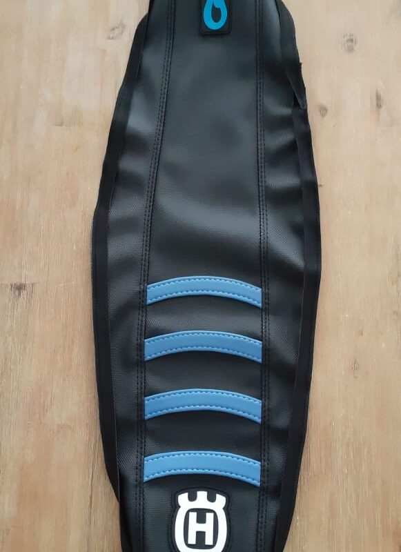 Husky 2017-19 FE 2016-2018 FC black with light blue FFS strips and blue labels. White H logo