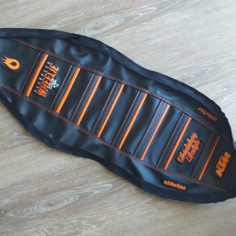 KTM 690 2019-22 two tone orange strips orange stitching BPWB embroidery